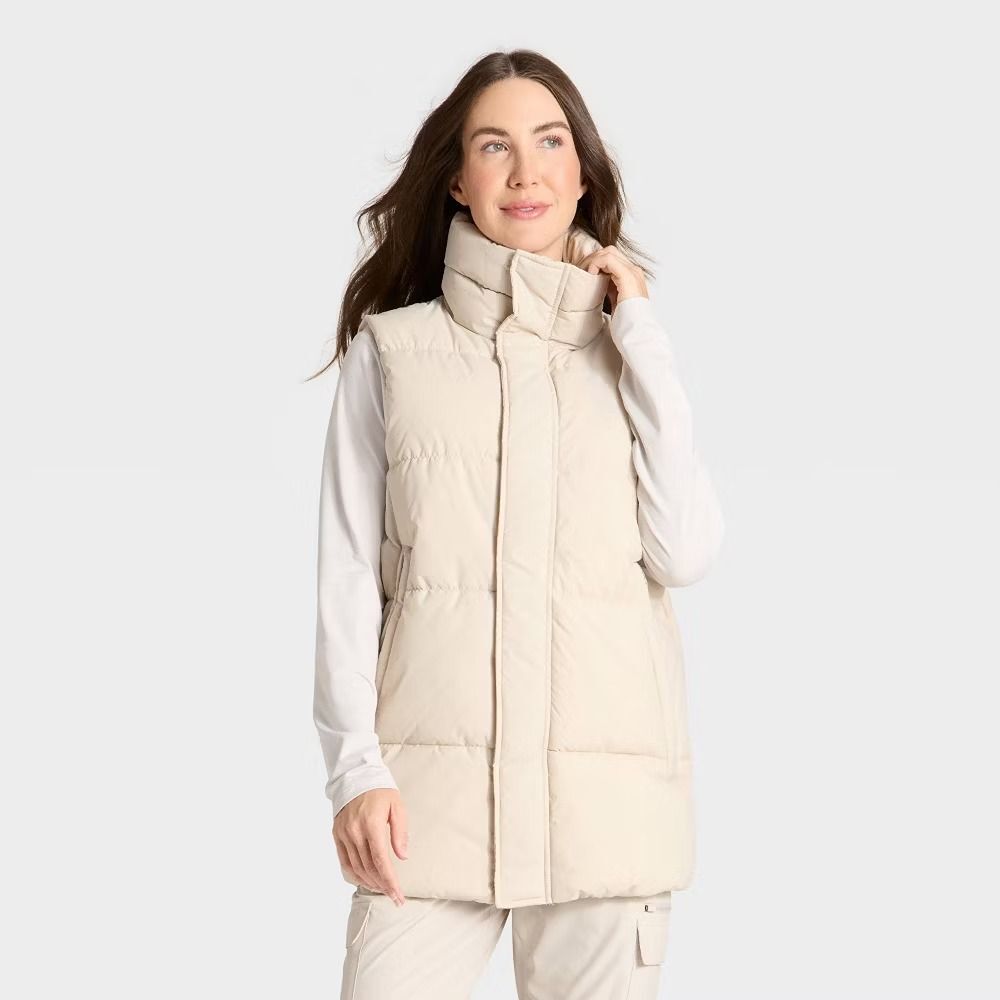 Women's Long Puffer Vest - All In Motion Beige XXL